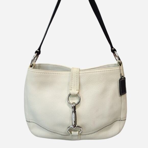 COACH Soft Pebble Collection M0896-F13086 Cream Black Shoulder Bag Read please - Picture 1 of 14